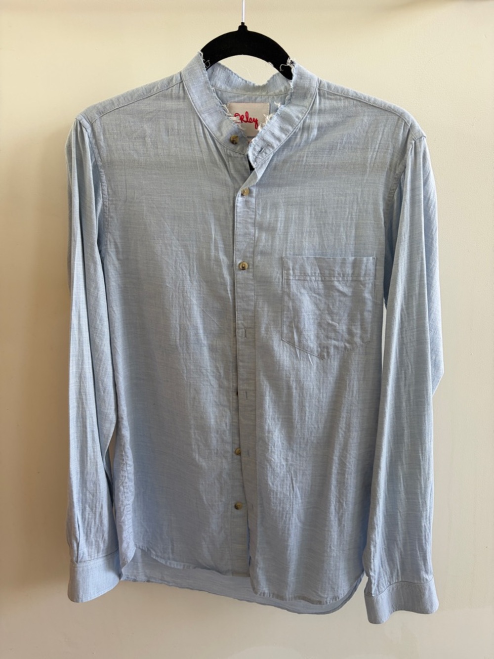 Orley Light Blue Band Collar Casual Shirt